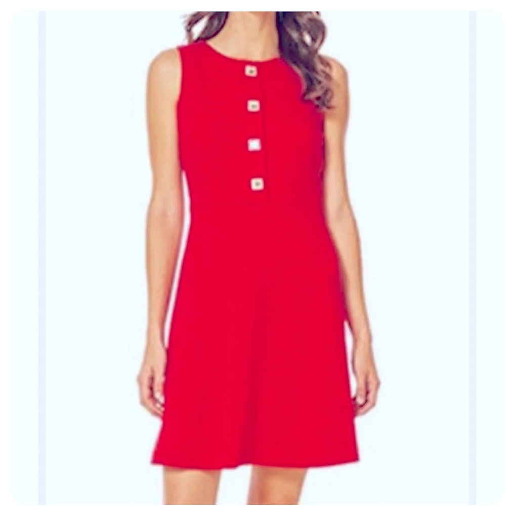 NWOT Tommy Hilfiger Red Turn Key Ponte Fit And Flare Sleeveless Dress sz 12